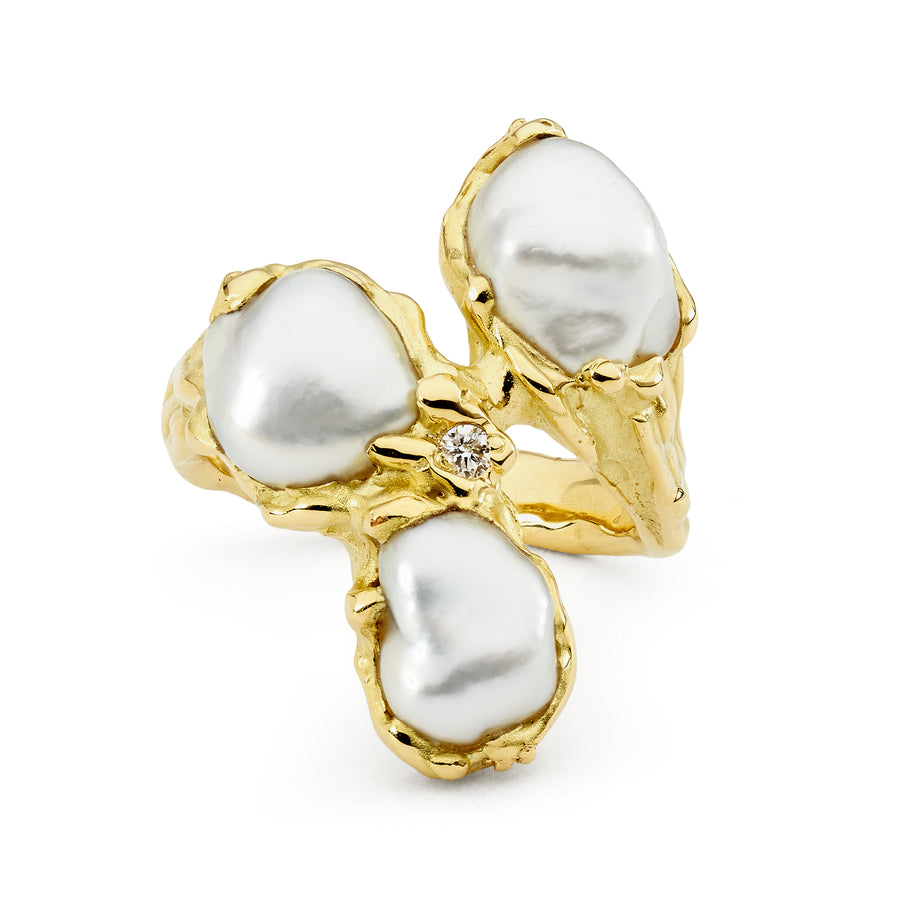 3 baroque shaped pearl textured ring