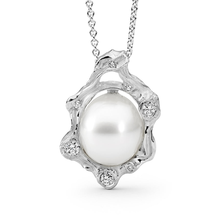 'Sea Goddess' Australian South Sea Pearl & Diamond Pendant