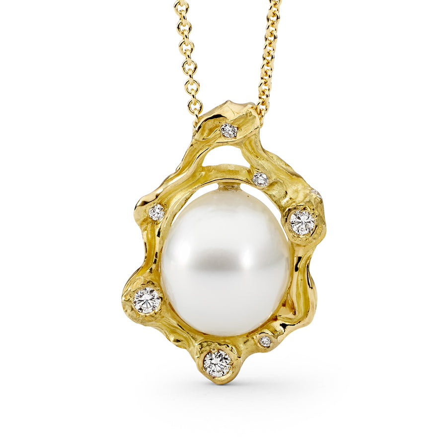 'Sea Goddess' Australian South Sea Pearl & Diamond Pendant