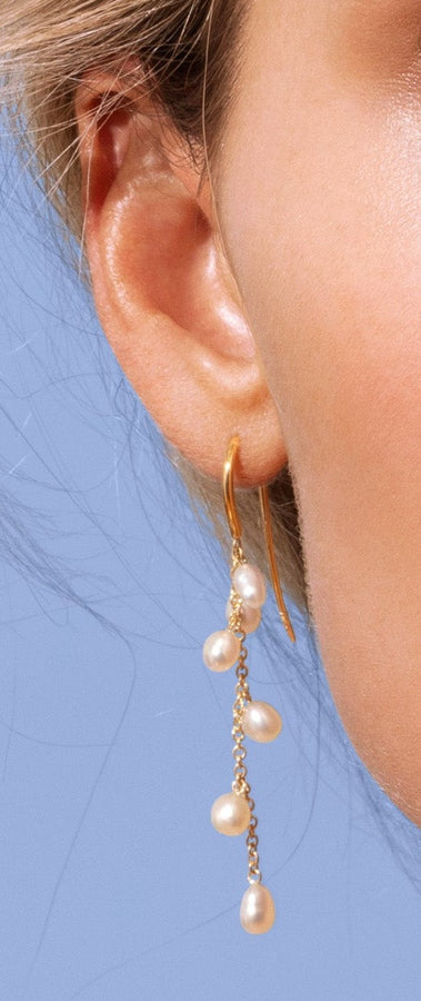 'Magical Seaweed' South Sea Pearl yellow gold Earrings