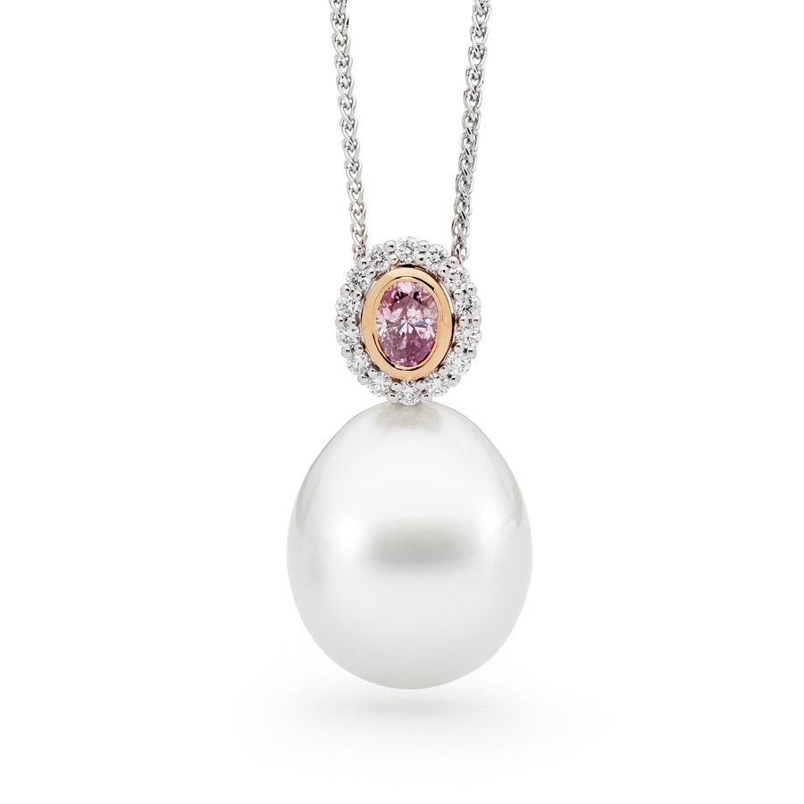 'Kimberley Sunset' Argyle Pink Diamond & Australian South Sea Pearl Pendant
