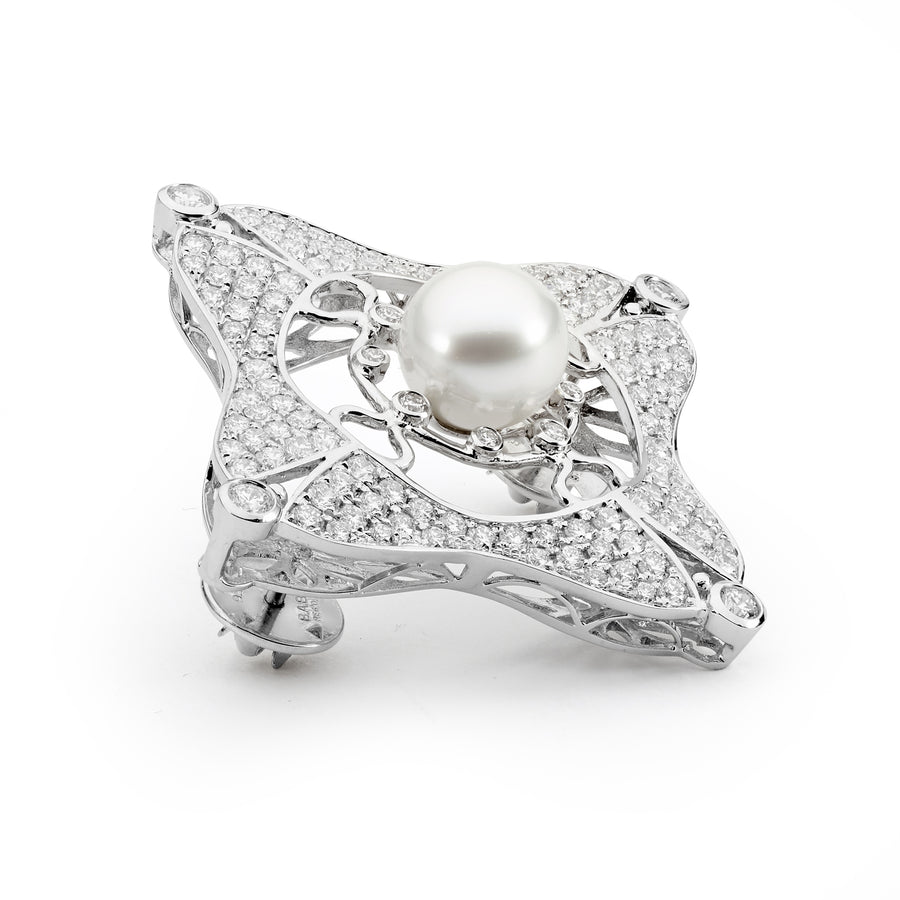 'Royale' 18ct Australian South Sea Pearl & Diamond Brooch