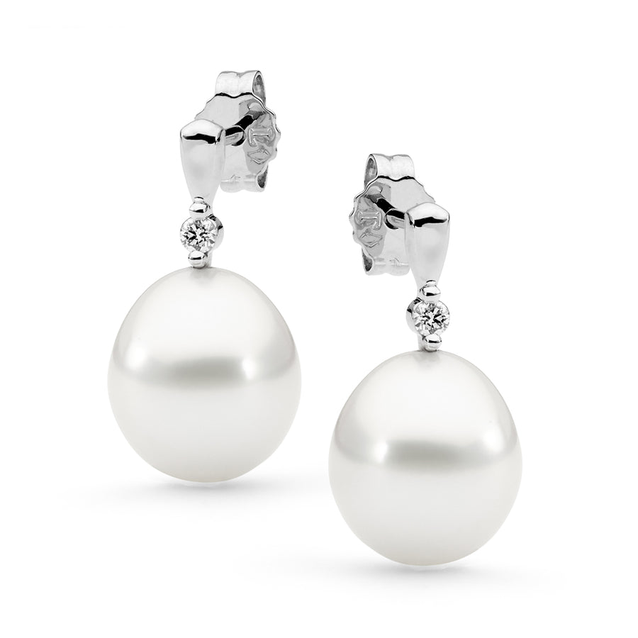 'Felicia' Australian South Sea Pearl & Diamond Drop Earrings