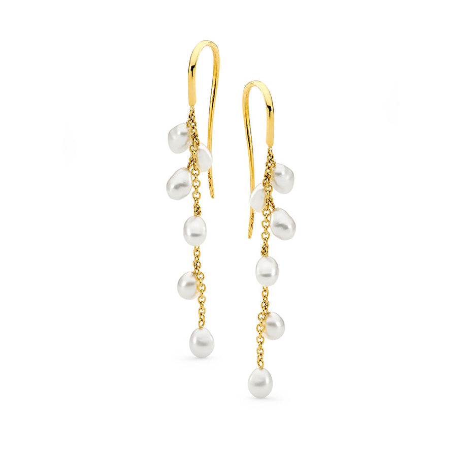 'Magical Seaweed' South Sea Pearl yellow gold Earrings
