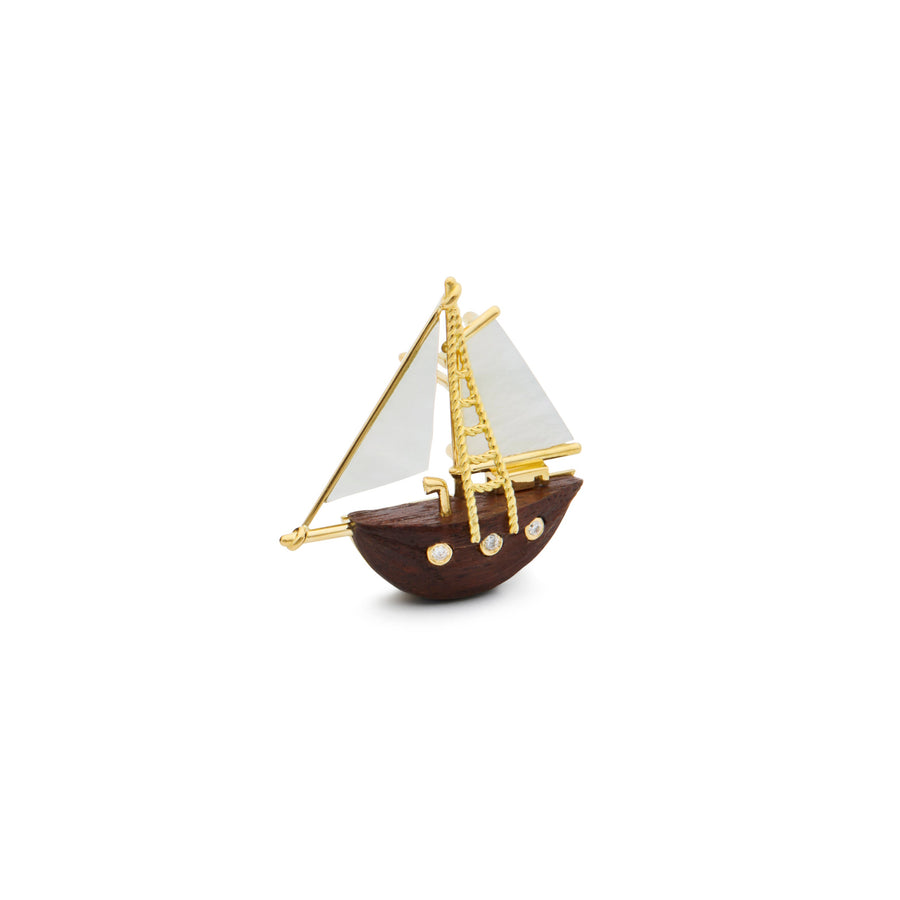 Small Pearl Lugger Boat lapel pin