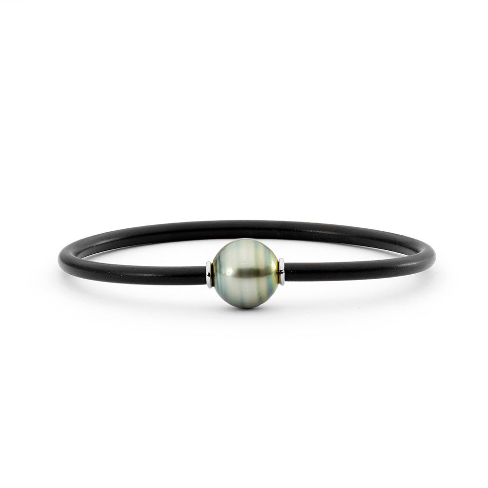 Rounded Rondels and Black Pearl Neoprene Linneys Jewellery