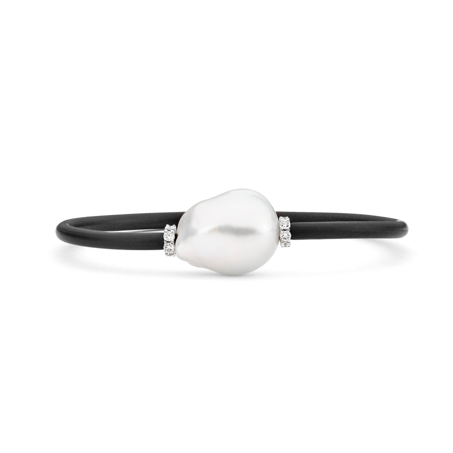 'Aurora' Australian South Sea Pearl & Diamond Neoprene Bangle