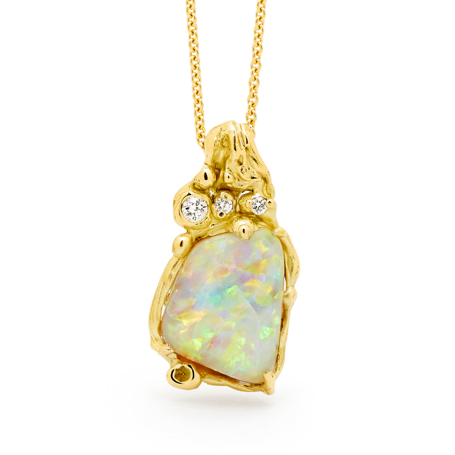 Opal and Diamond Yellow Gold Pendant