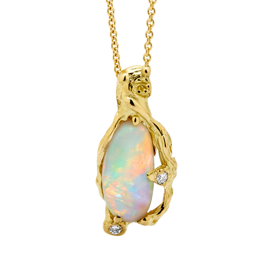 Opal and Diamond Yellow Gold Necklet