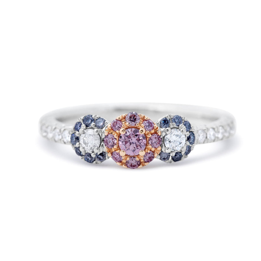Pink and Blue Diamond Ring
