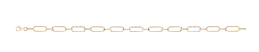 18ct Yellow Gold Diamond Paperclip Bracelet