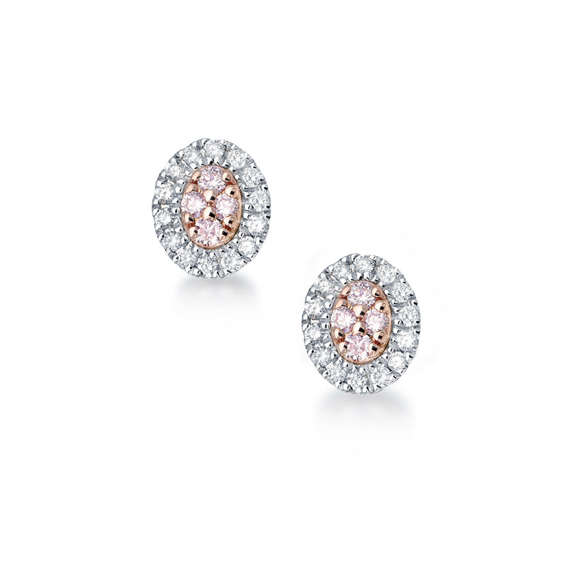 Two tone pink diamond earrings