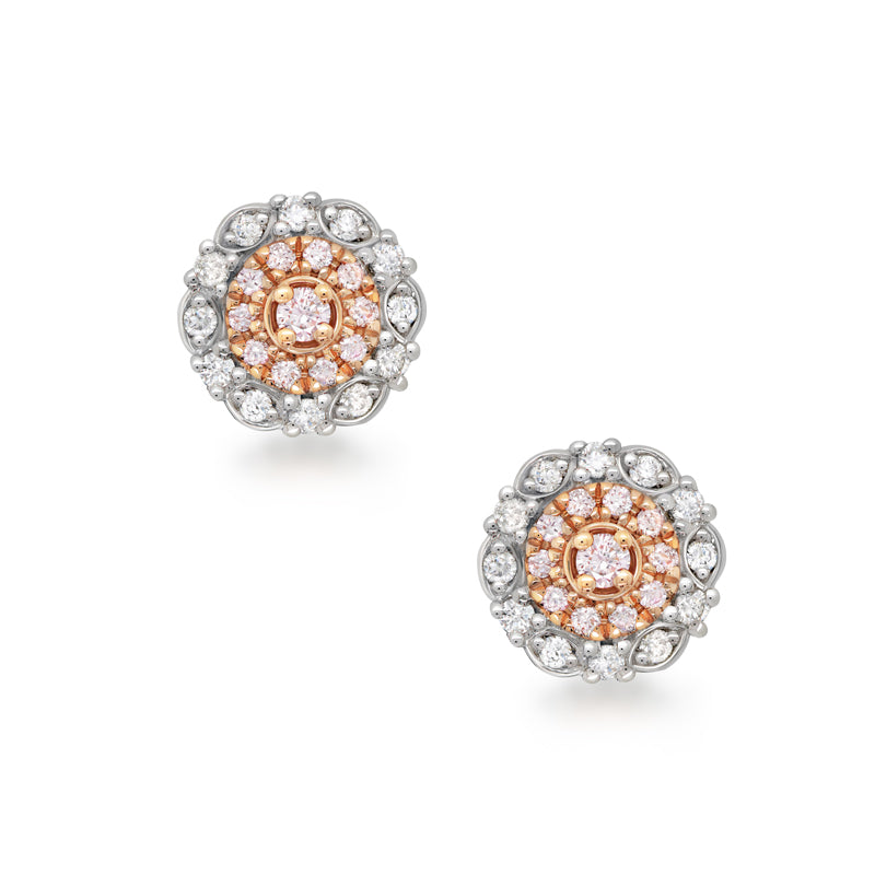 Two Tone Pink Diamond Earrings