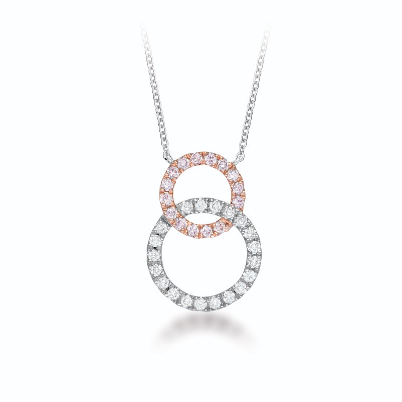Pink and White Diamond Interlocking Necklace