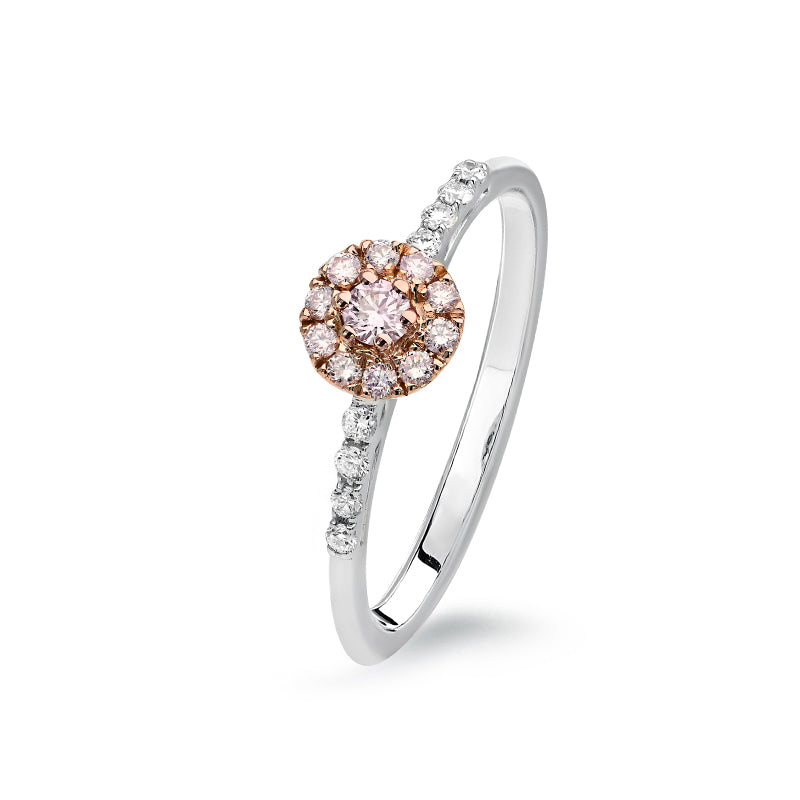 Pink diamond flower dress ring