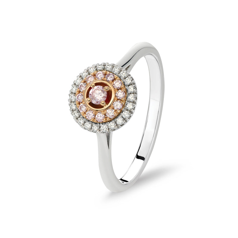 White and Rose Gold Pink Diamond Ring