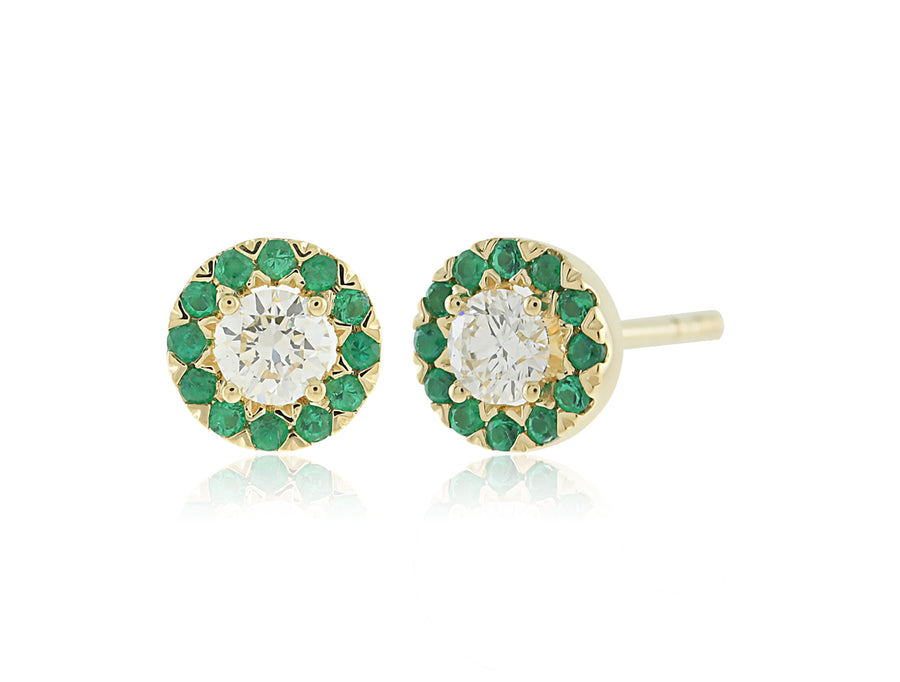 'Orphelia' Emerald and Diamond Studs