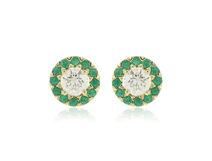 'Orphelia' Emerald and Diamond Studs