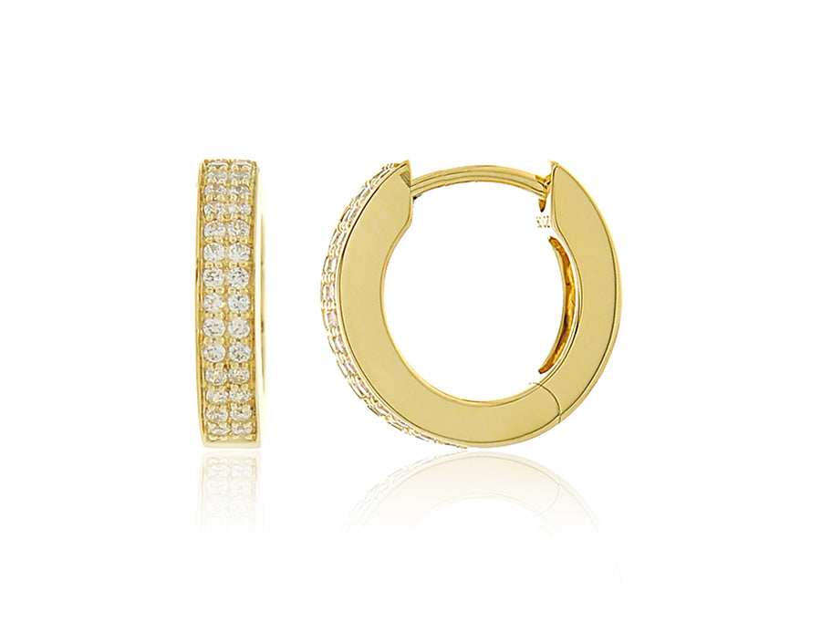 'Alice' Yellow Gold Diamond Huggie Earrings
