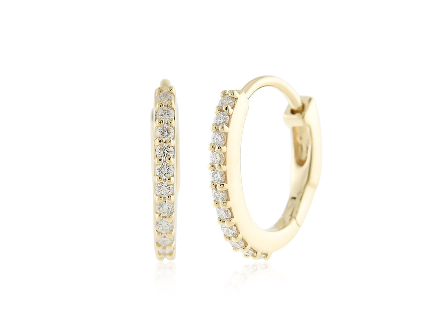 'Andrea' Yellow Gold Diamond Huggie Earrings