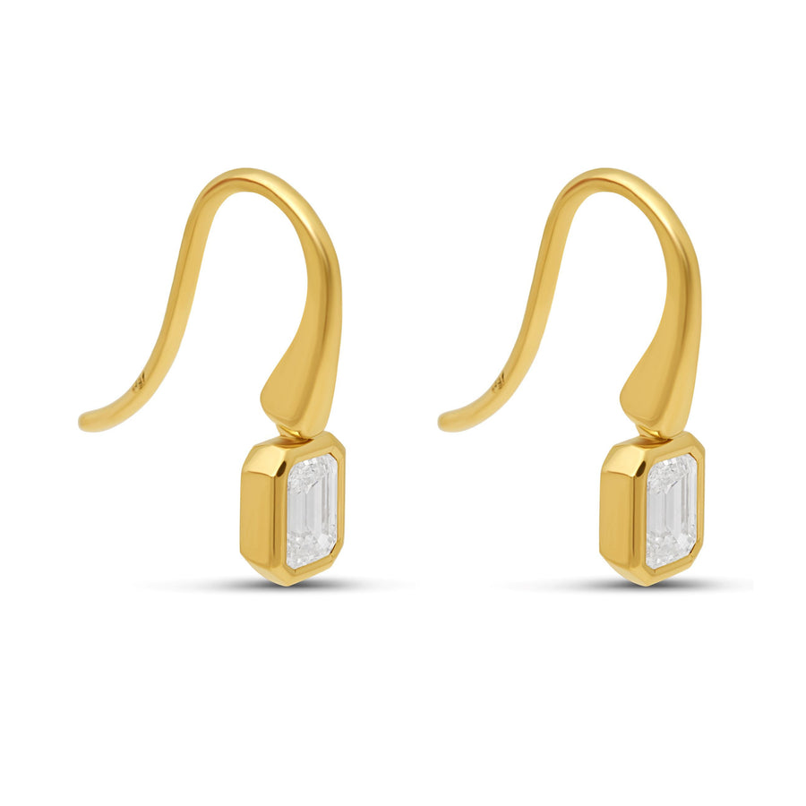 Emerald Cut French Hook Earrings