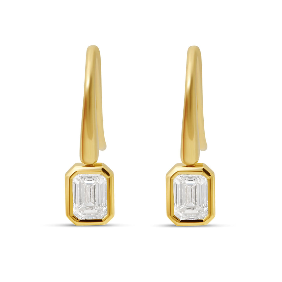 Emerald Cut French Hook Earrings