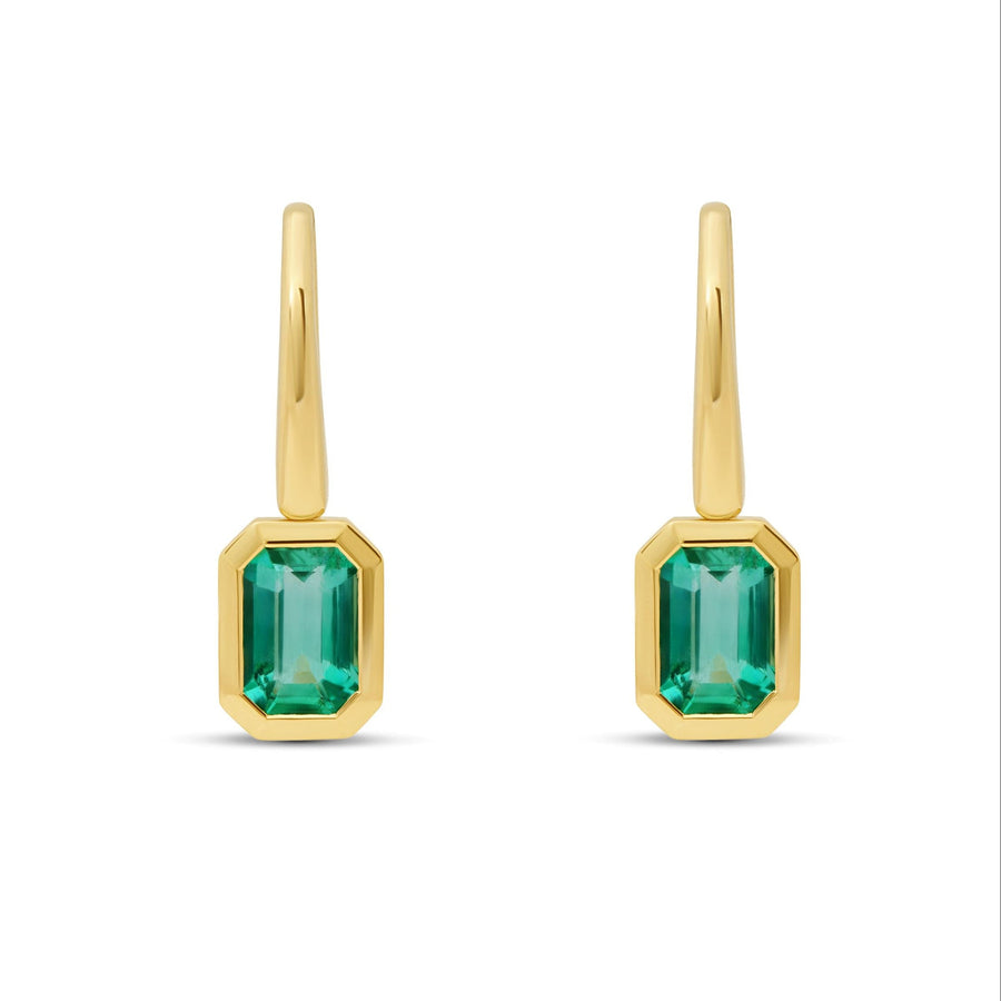 Emerald Cut French Hook Earrings