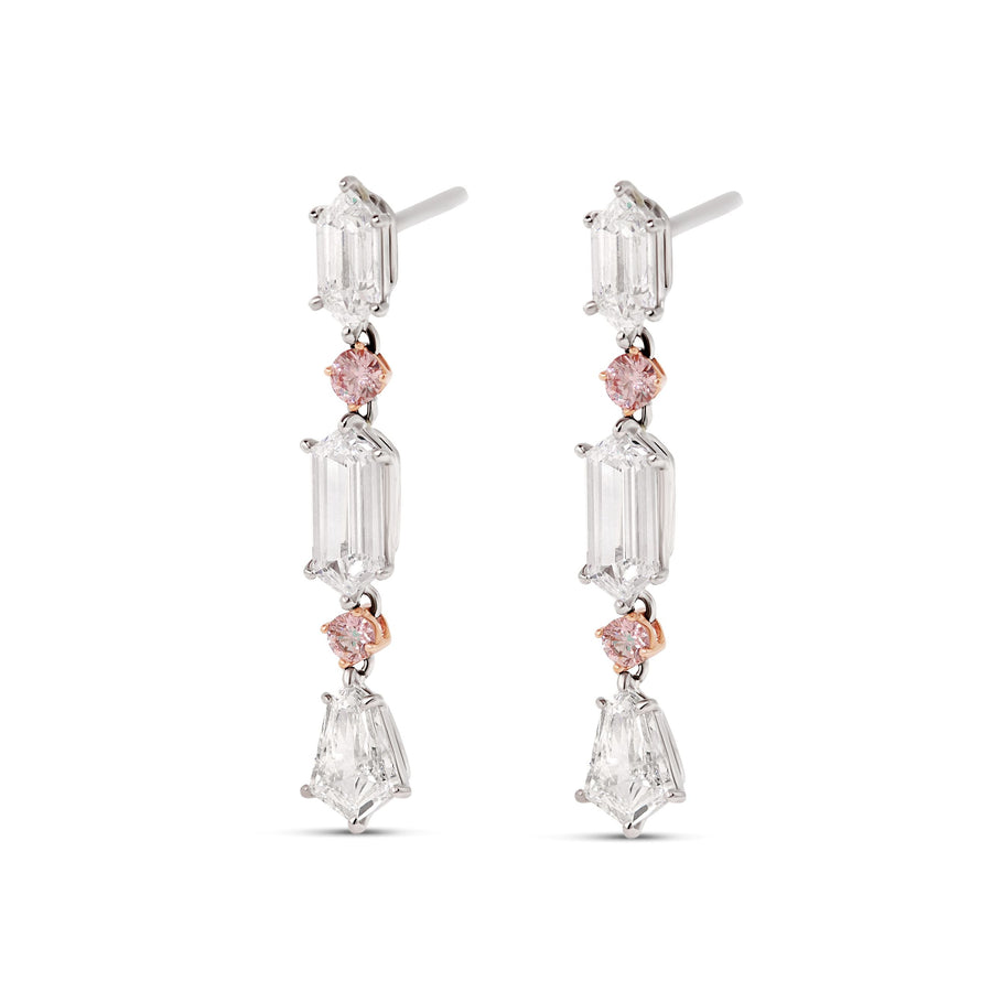 'Harmony' white and pink diamond earrings