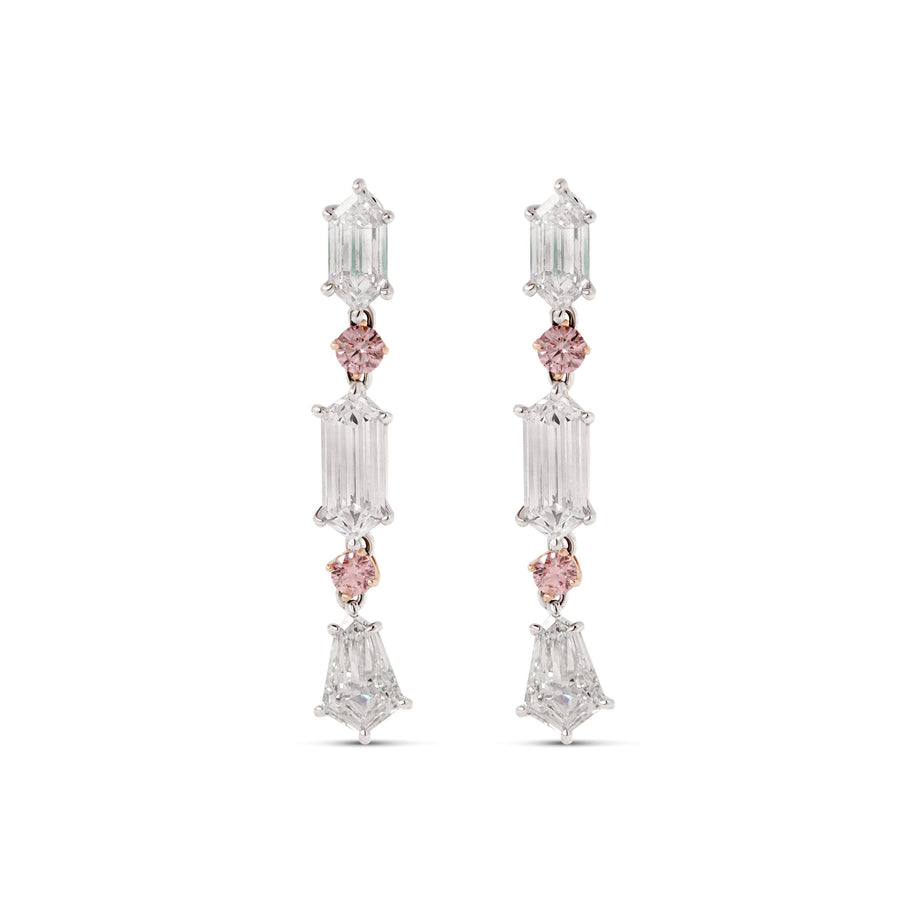 'Harmony' white and pink diamond earrings