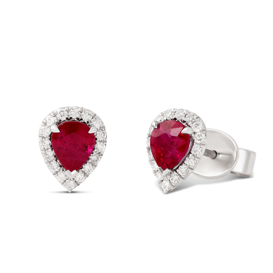 Ruby and diamond studs