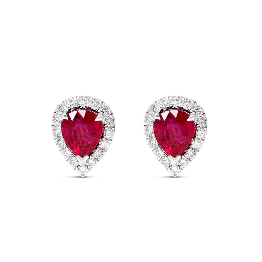 Ruby and diamond studs