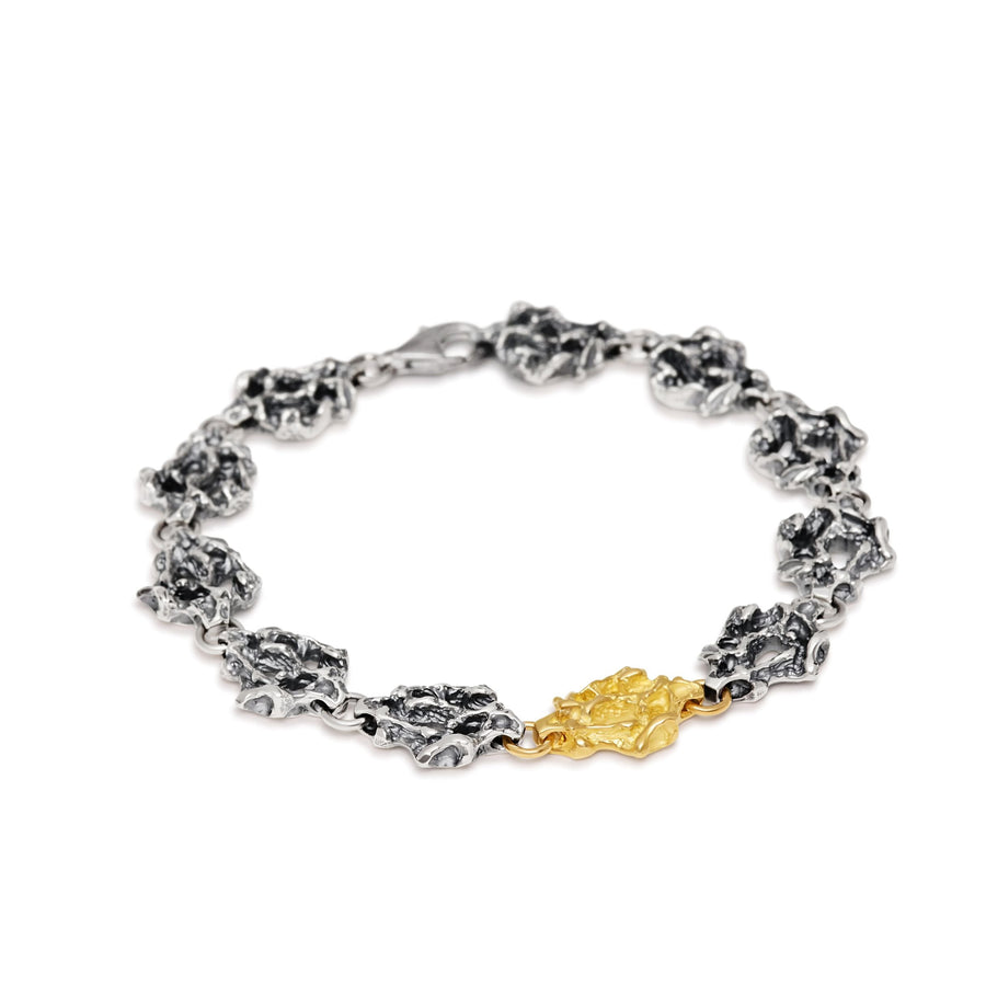 'Sun Arc' silver and gold bracelet
