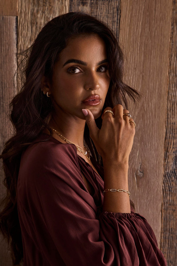 'Bianca' 18ct Yellow Gold Diamond Paperclip Bracelet