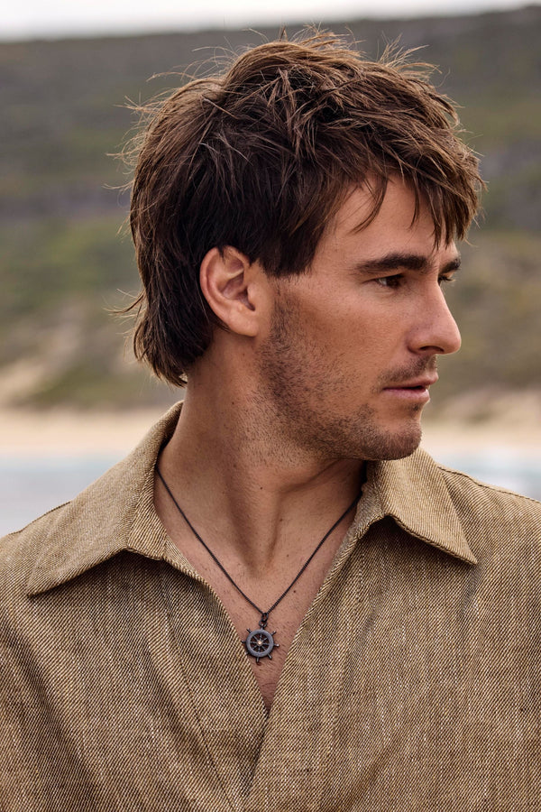 'Mariner' Champagne Diamond Oxidised Silver Necklace