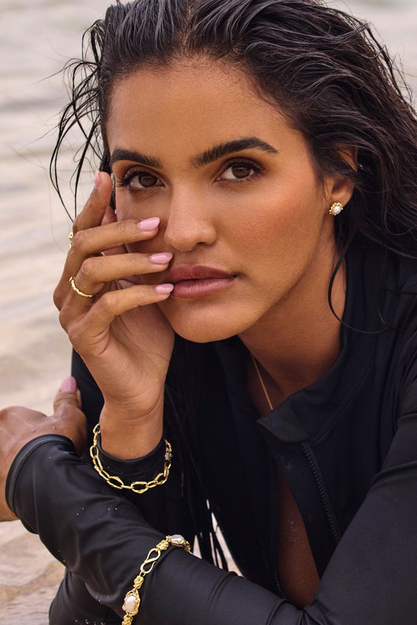 Coral Halo Pearl Earrings