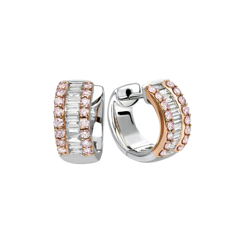 Pink and White Diamond Huggies Linneys Jewellery