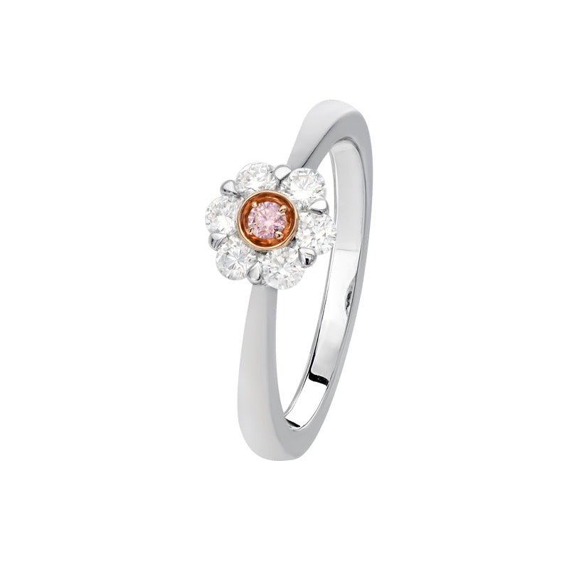Pink and White Diamond Flower Ring