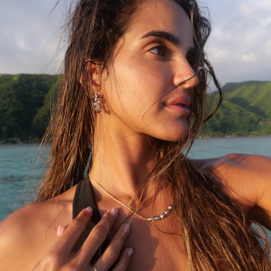 'Small Coral Coast' South Sea Pearl Hoop Earrings
