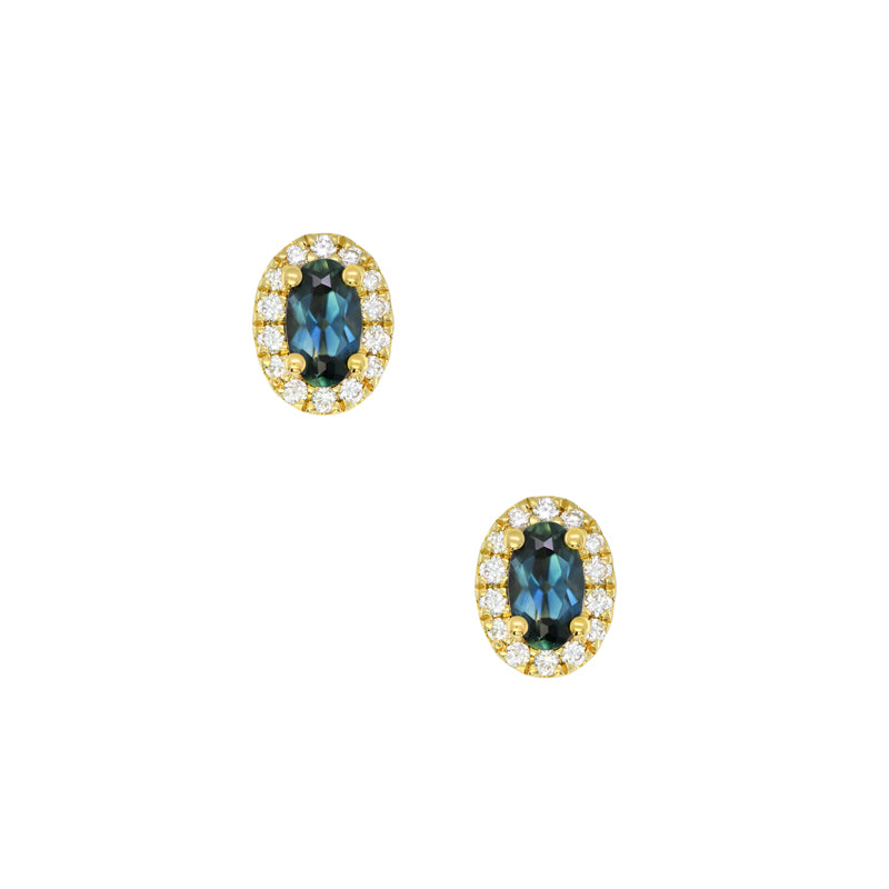 Yellow Gold Sapphire and Diamond Earrings