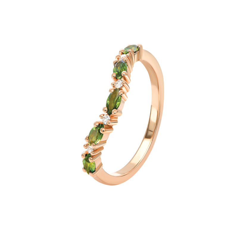 Rose Gold Green Sapphire and Diamond Ring