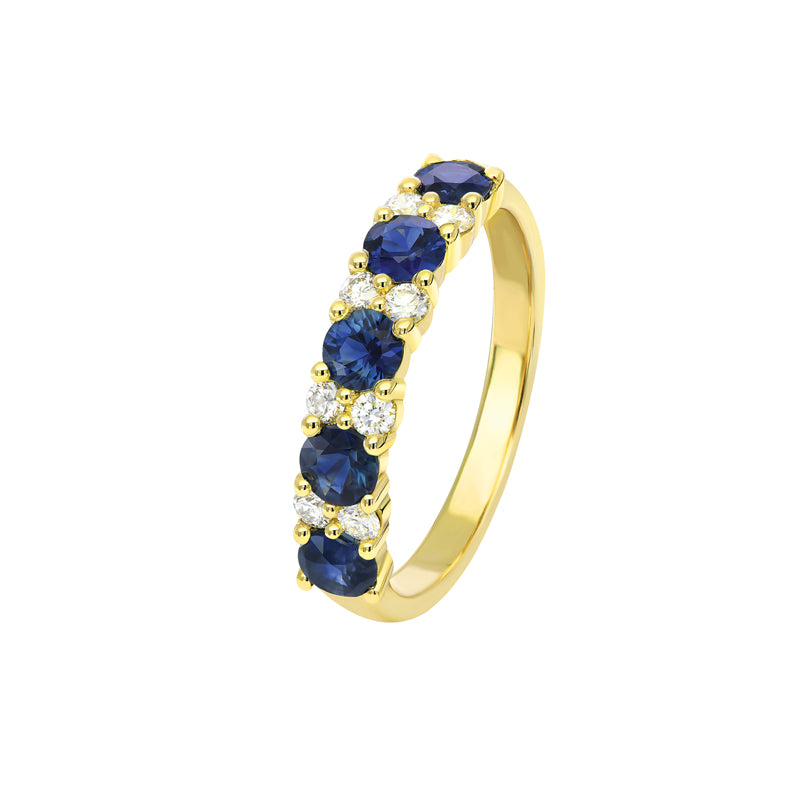 Yellow Gold Sapphire and White Diamond Ring
