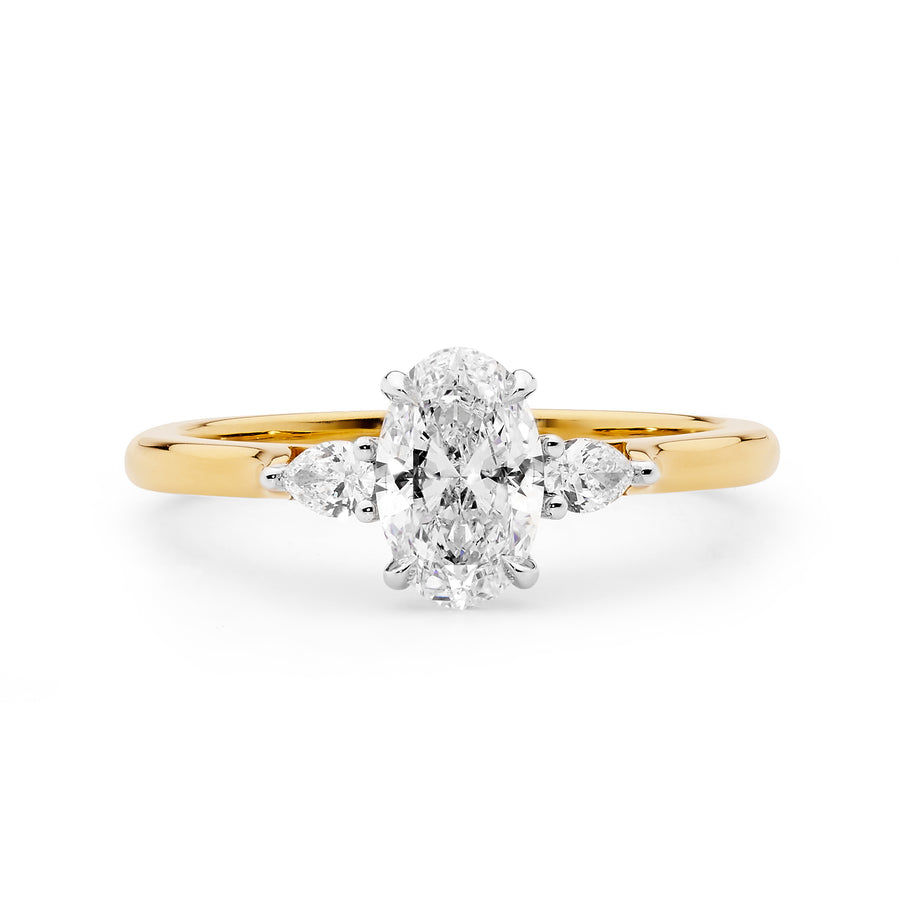 Trilogy Oval and Pear Cut Diamond Ring