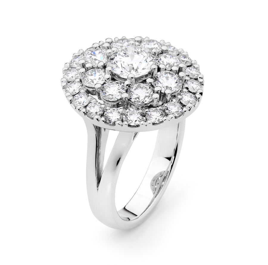 Oval Shaped Cluster Ring
