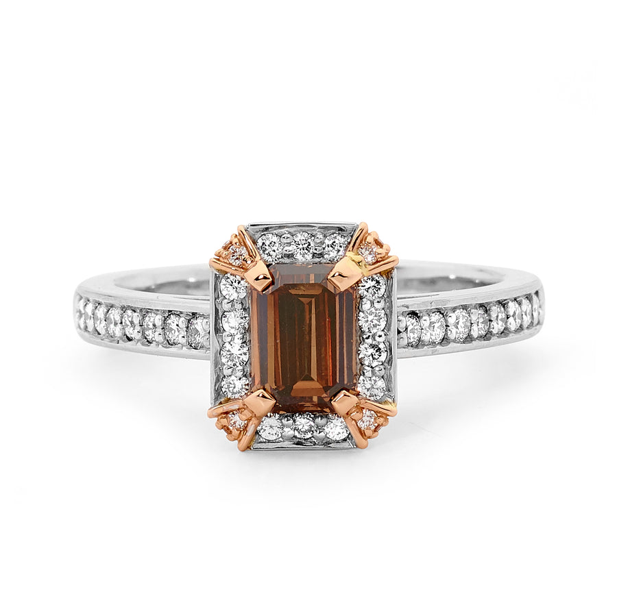 Emerald Cut Champagne Diamond Ring  online jewellery shop perth jewellery stores jewellery stores perth australian jewellery designers bridal jewellery australia diamonds perth diamond rings perth designer engagement rings engagement rings perth diamond engagement rings gold jewellery perth