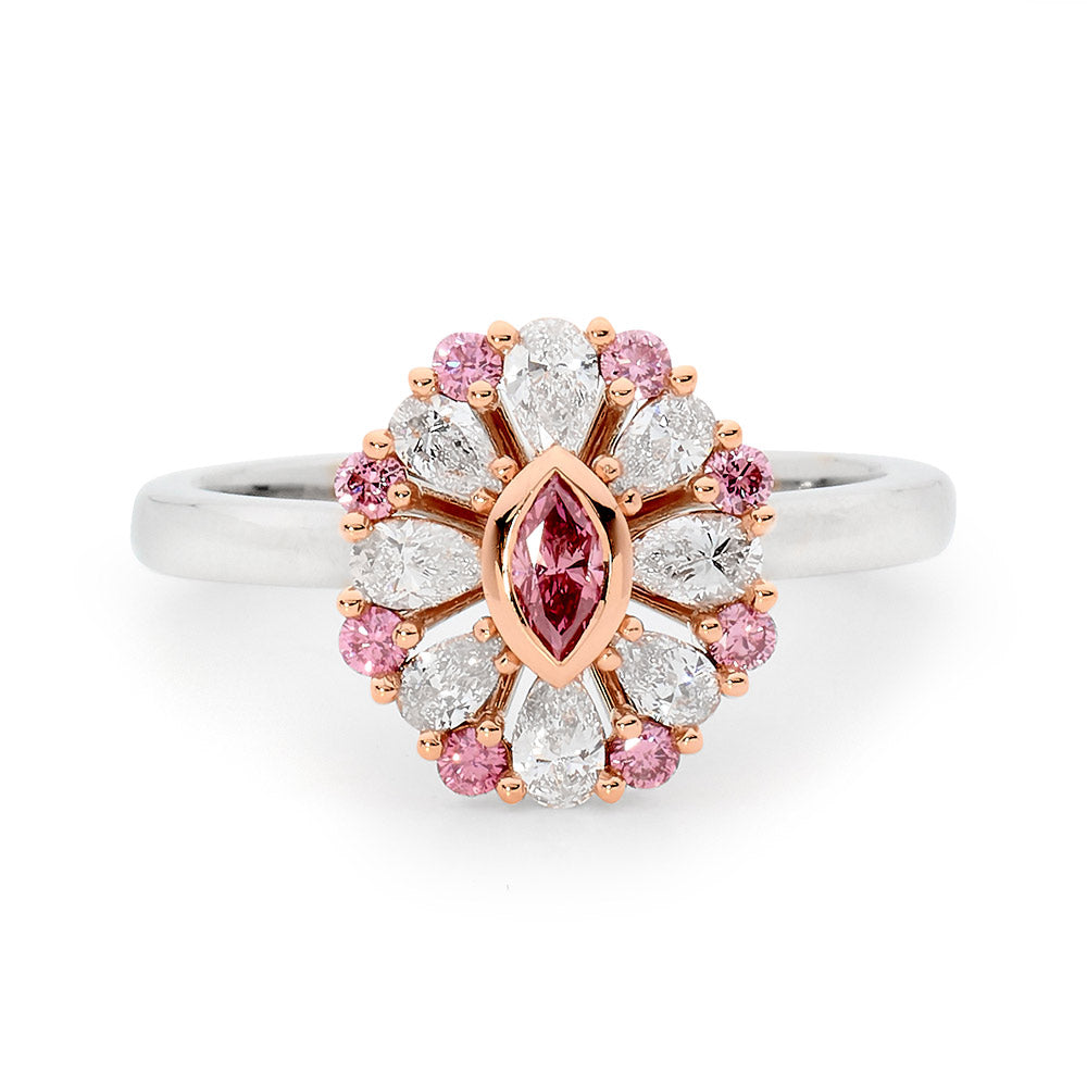 Floral Inspired Pink and White Diamond Ring online jewellery shop perth jewellery stores jewellery stores perth australian jewellery designers bridal jewellery australia diamonds perth diamond rings perth designer engagement rings engagement rings perth diamond engagement rings