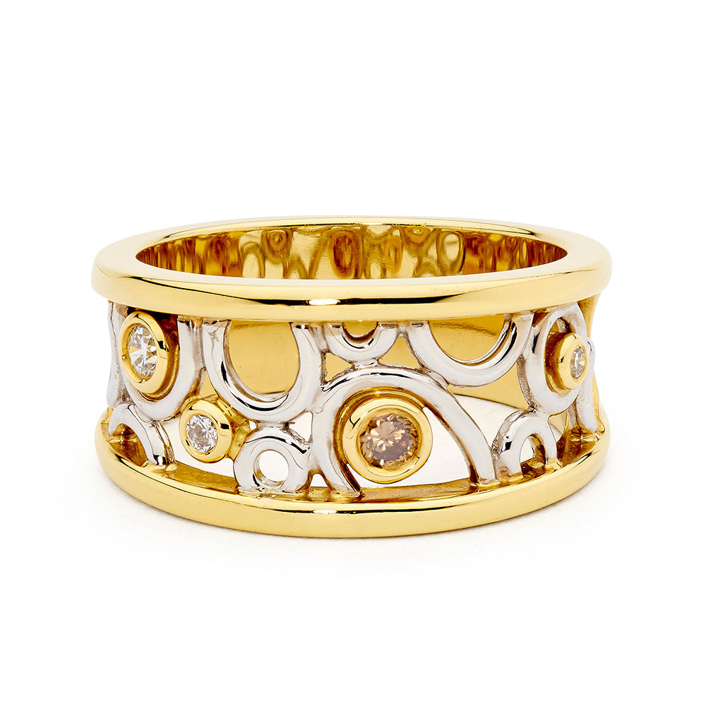 Champagne and white diamond ring deals