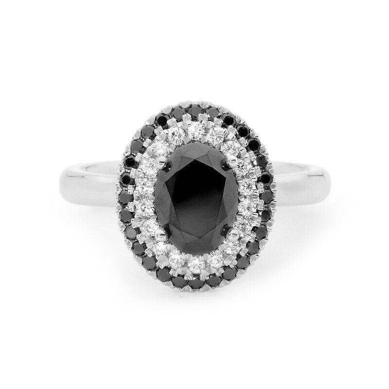 JeenMata 2 Carat Oval Lab Created Black Diamond Engagement Ring with 2pcs  Pave Ring Band in 10k Black Gold - Walmart.com