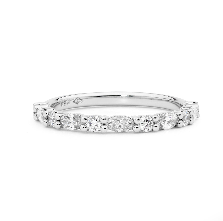18ct White Gold Marquise and Round Shaped Diamond Ring