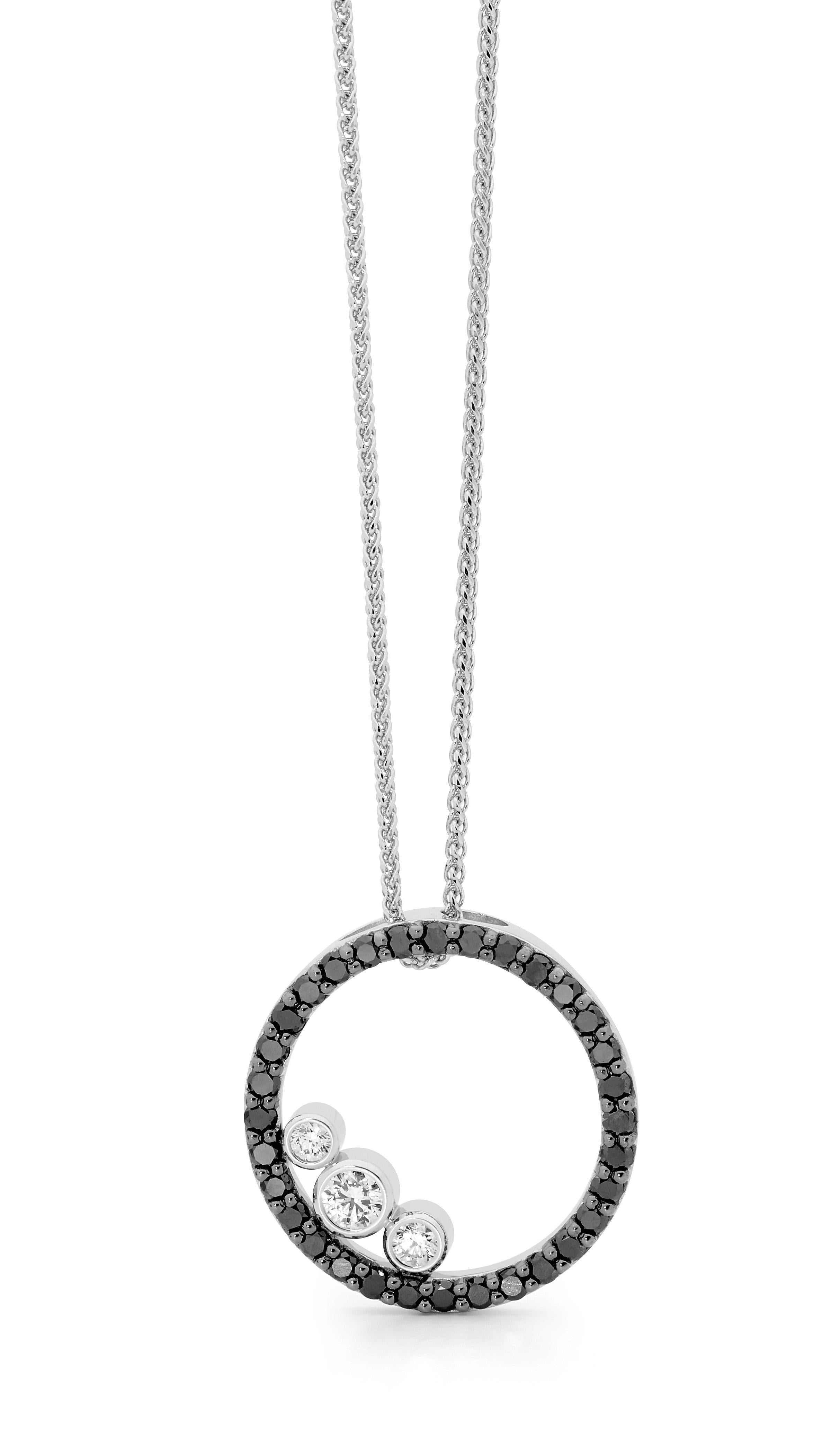 Black and white store diamond pendant