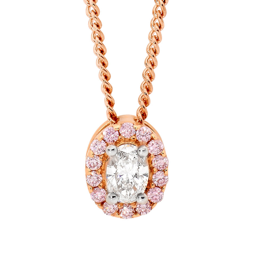 Oval Shaped Pink & White Diamond Pendant online jewellery shop buy jewellery online jewellers in perth perth jewellery stores wedding jewellery australia diamonds for sale perth